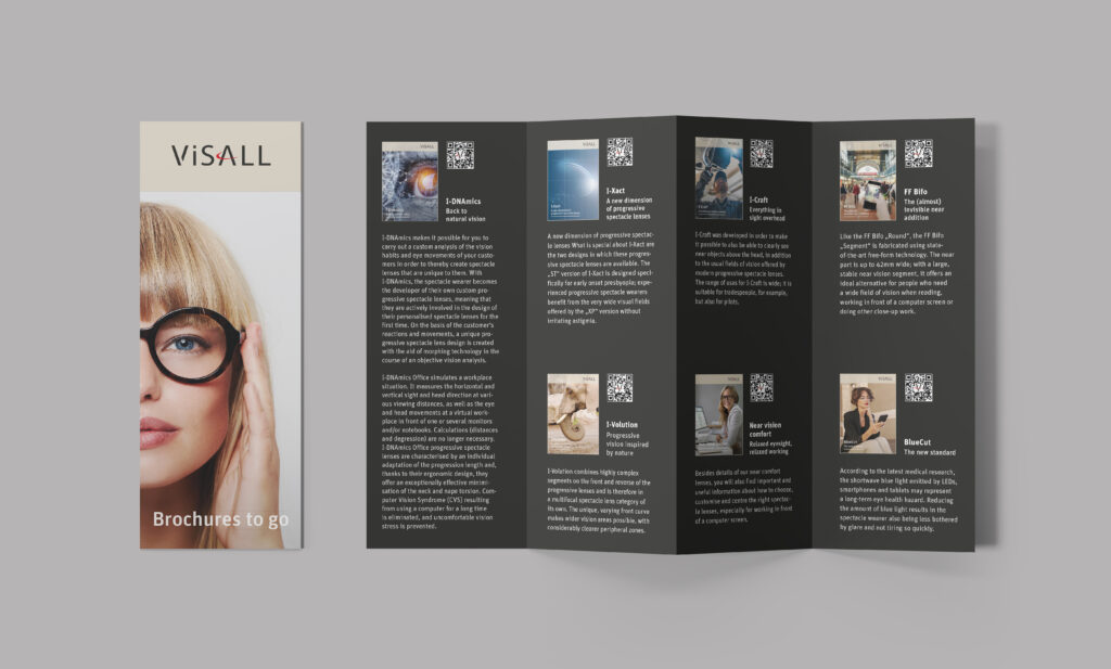 Design von Cover und Innenseiten des Faltflyers für Visall GmbH, Lörrach